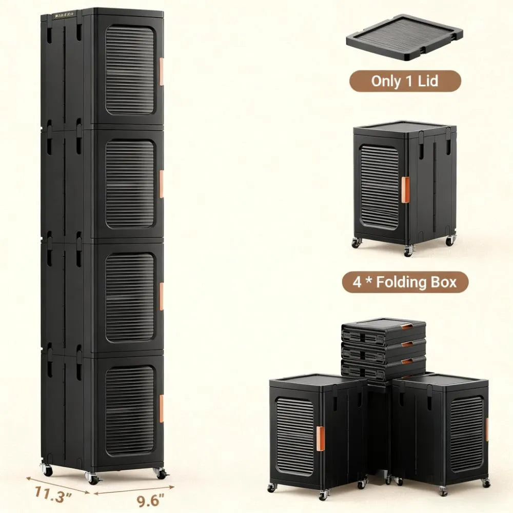 Slim 4-Tier Storage Cabinet with Doors, Space-Saving for Tight Corners