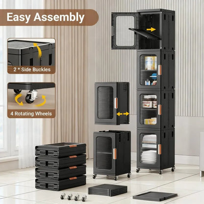 Slim 4-Tier Storage Cabinet with Doors, Space-Saving for Tight Corners
