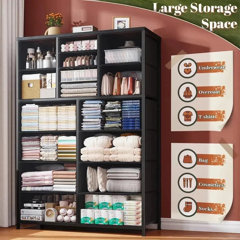 Nordark™ 16-Drawer Fabric Dresser – Wood Top,Designed for Bigger & Better