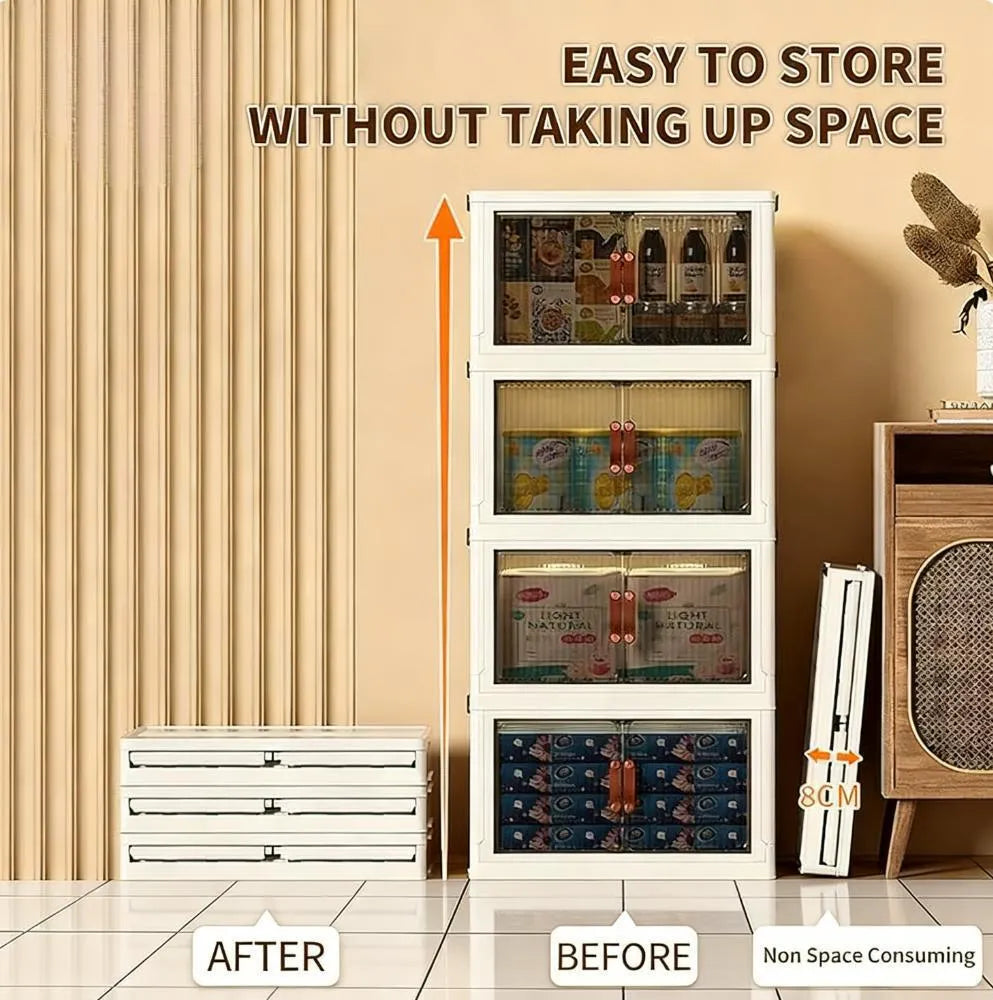 4-Tier Wheeled Storage Bin, Foldable & Large Capacity