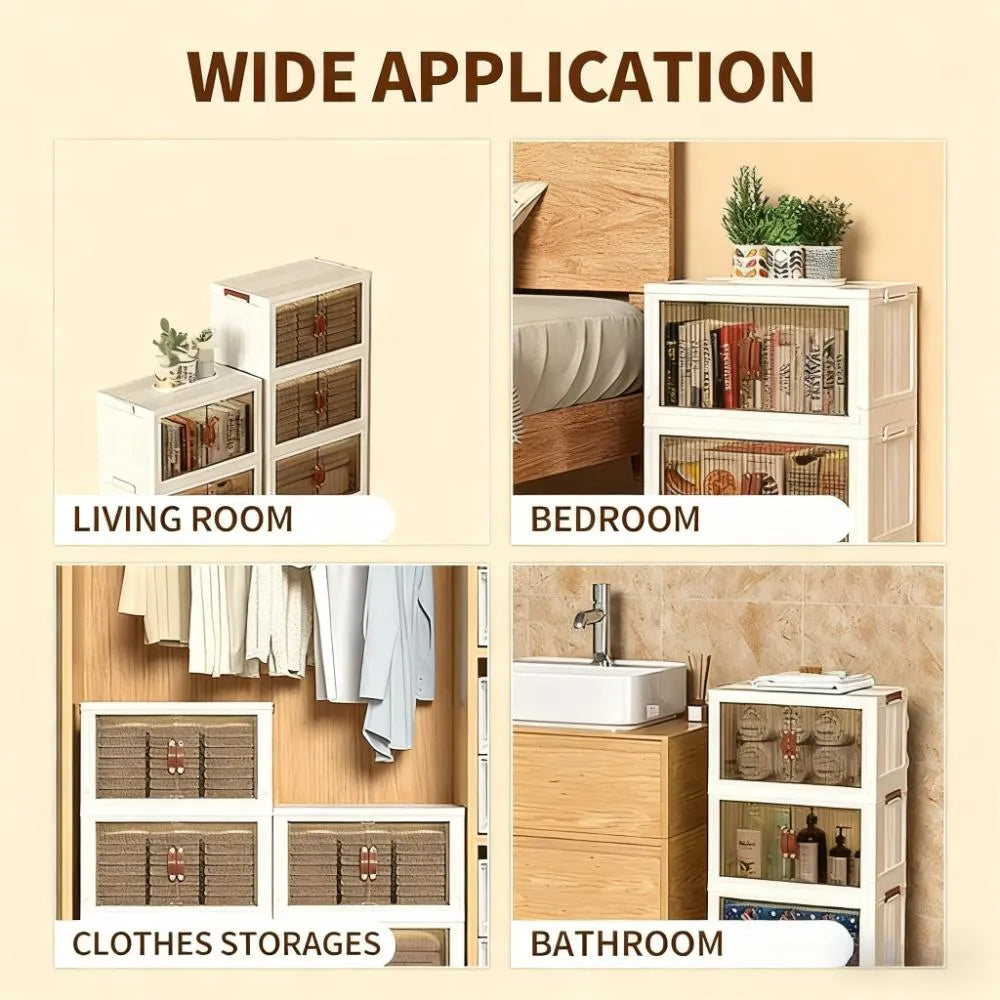 4-Tier Wheeled Storage Bin, Foldable & Large Capacity