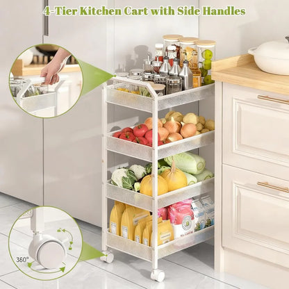 4-Tier Wheeled Storage Rack, Mobile Space-Saving Solution