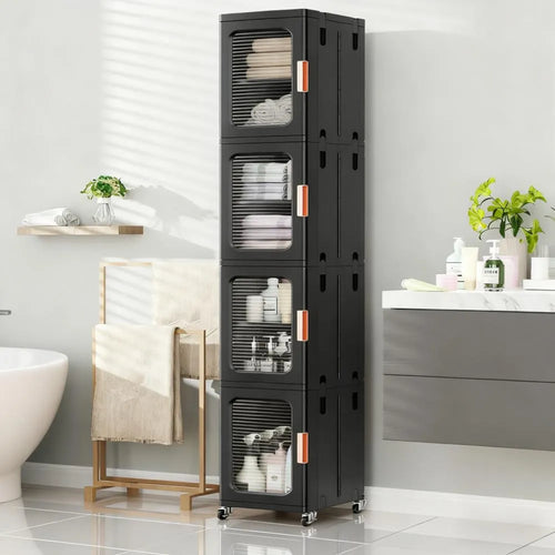 Slim 4-Tier Storage Cabinet with Doors, Space-Saving for Tight Corners